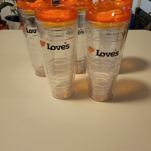 Love's Clear Tervis Tumblers with Orange Lids